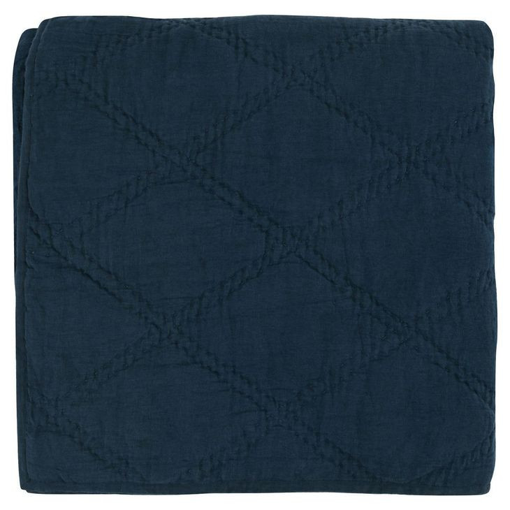 Caleb Hand Stitched Midnight Blue Queen Quilt