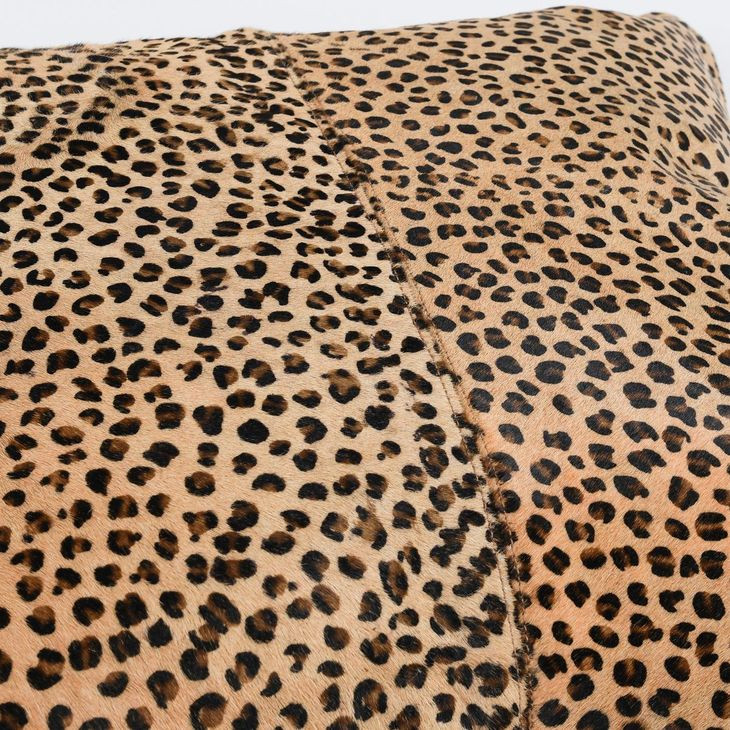 La Dolce Vita Leopard Hide Camel and Black Square Accent Pillow
