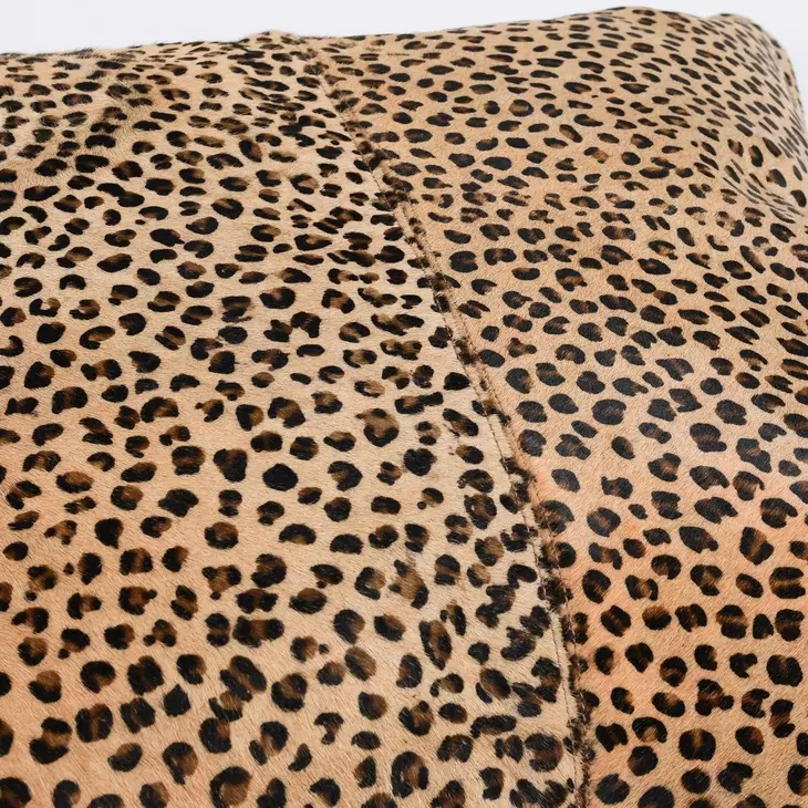 La Dolce Vita Leopard Hide Camel and Black Square Accent Pillow Set of 2