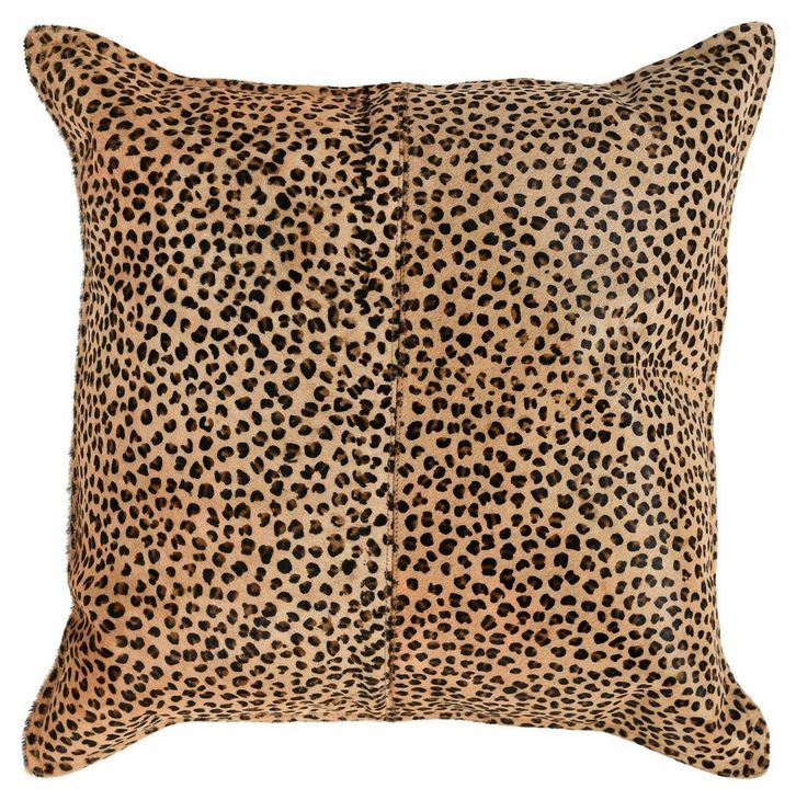 La Dolce Vita Leopard Hide Camel and Black Square Accent Pillow