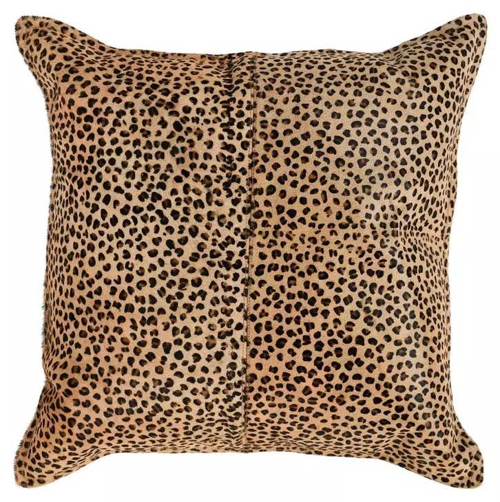La Dolce Vita Leopard Hide Camel and Black Square Accent Pillow Set of 2