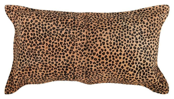 La Dolce Vita Leopard Hide Camel and Black Rectangular Accent Pillow