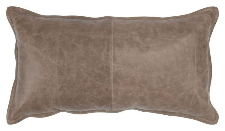 Soco Leather Sandstorm Taupe Rectangular Accent Pillow