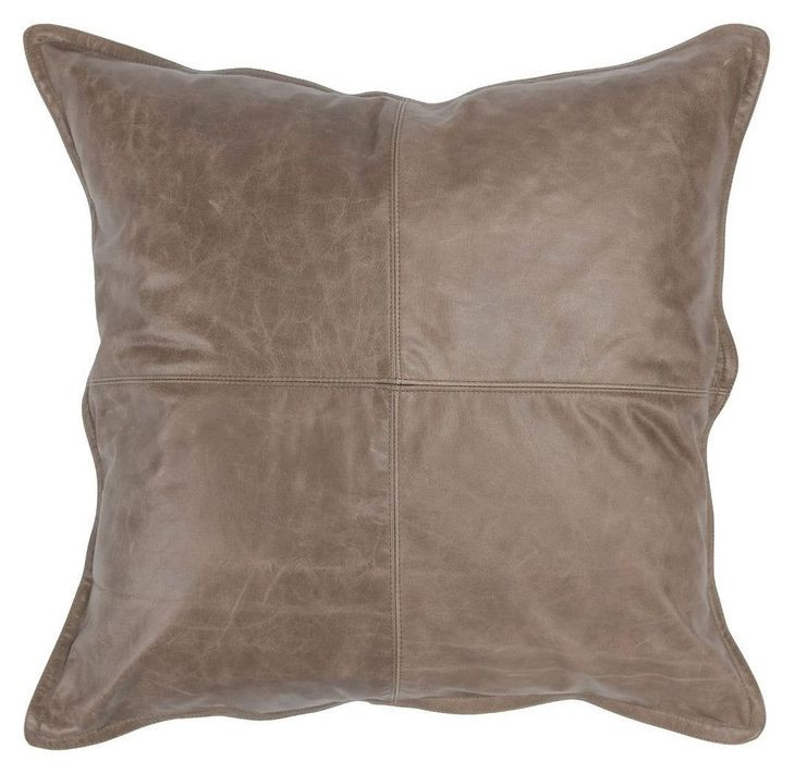 Soco Leather Sandstorm Taupe Square Accent Pillow