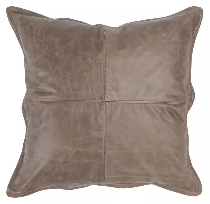 Soco Leather Sandstorm Taupe Square Accent Pillow Set of 2