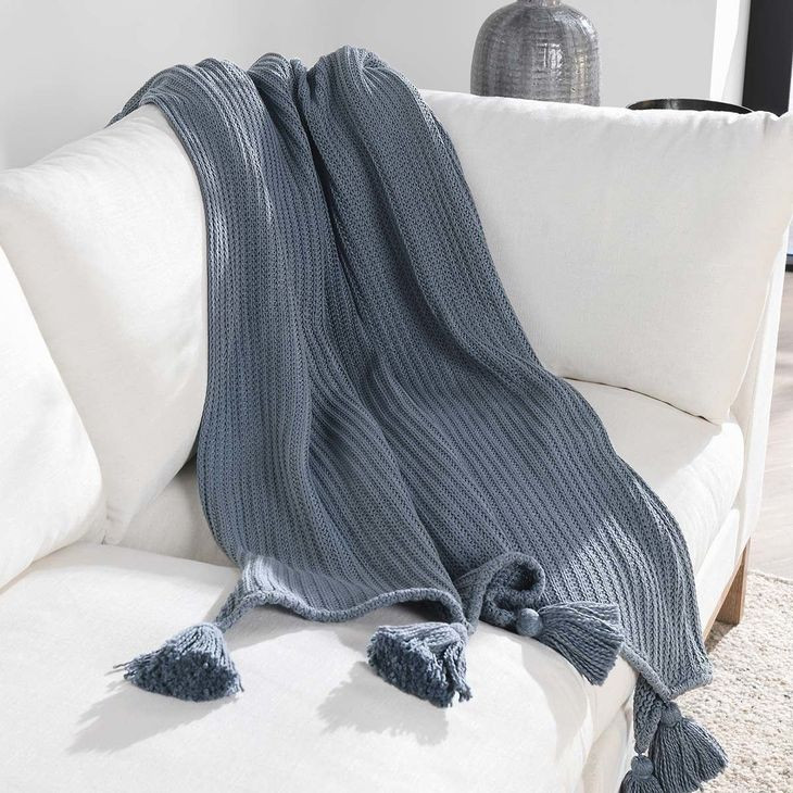 Throws Veda Sea Fog Blue Throw