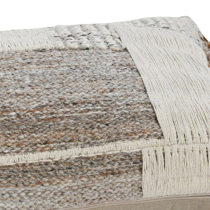 Heritage Craft Farah Ivory and Natural Rectangular Accent Pillow