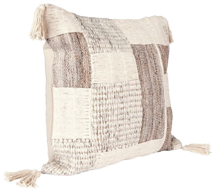Melange Lamar Gray and Ivory Square Accent Pillow