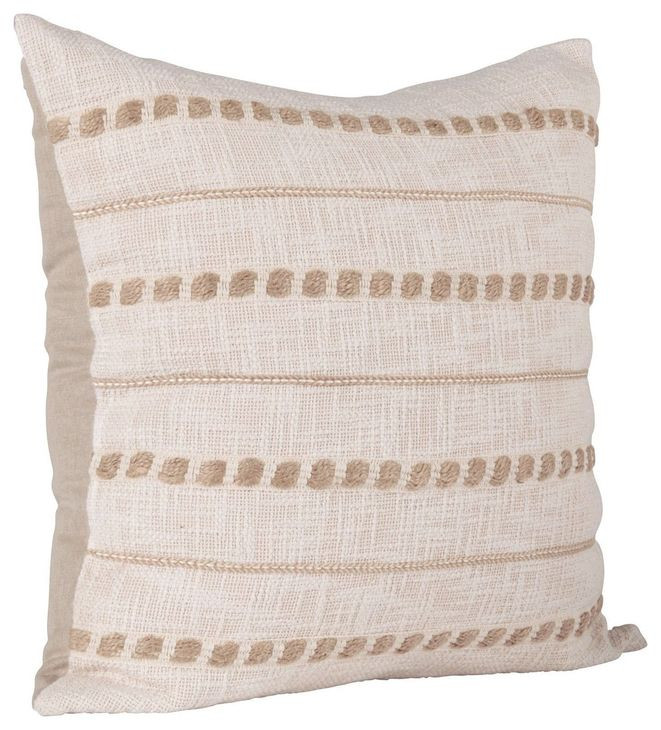 Melange Lago Ivory and Natural Square Accent Pillow
