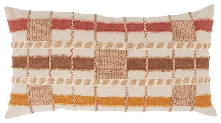 Melange Stratton Clay and Beige Rectangular Accent Pillow