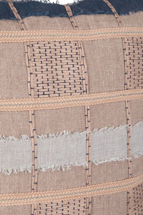 Melange Stratton Natural and Blue Square Accent Pillow