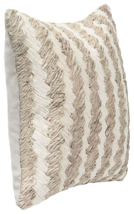 Melange Burrows Ivory and Beige Square Accent Pillow