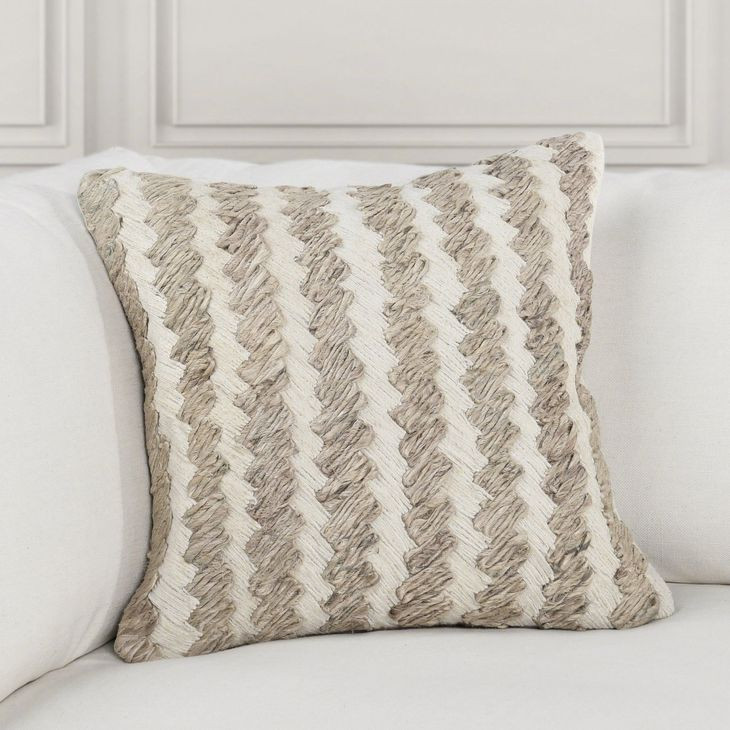 Melange Burrows Ivory and Beige Square Accent Pillow