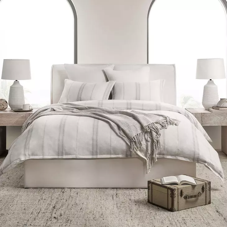 Jayson Gray Stripe Linen Cashmere King Duvet