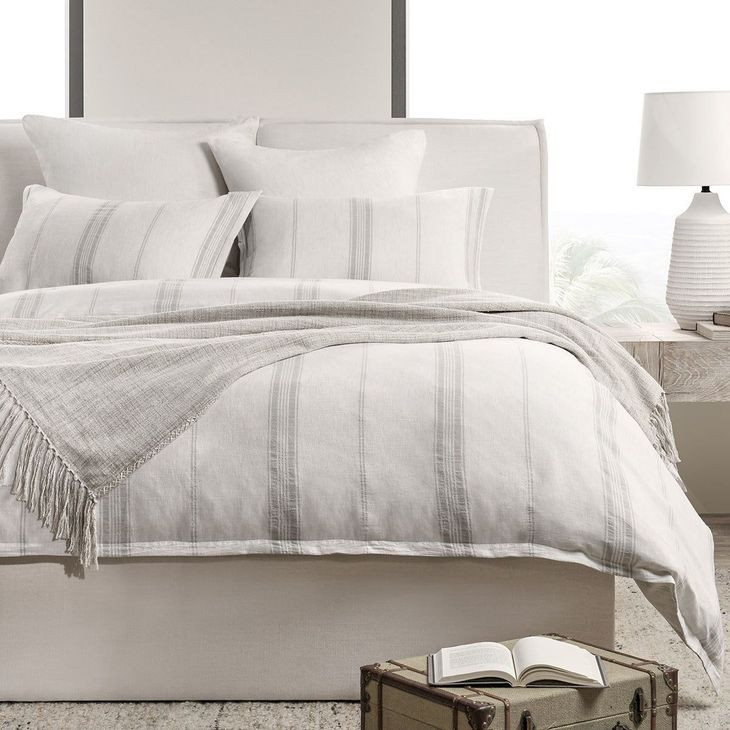 Jayson Gray Stripe Linen Cashmere King Duvet
