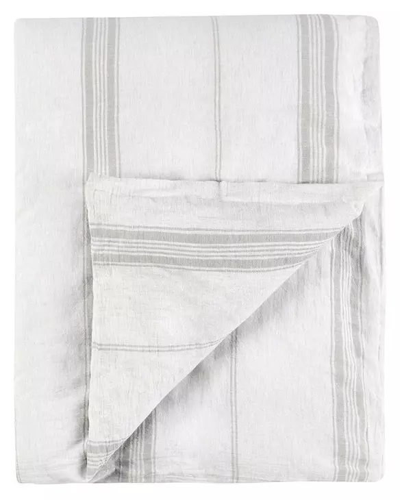 Jayson Gray Stripe Linen Cashmere Queen Duvet
