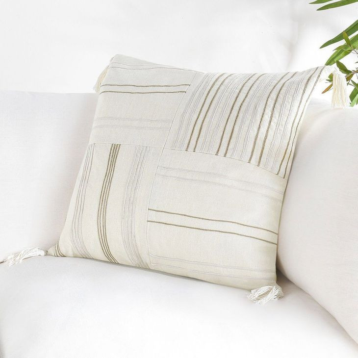 Stillness Apana Ivory and Natural Square Accent Pillow