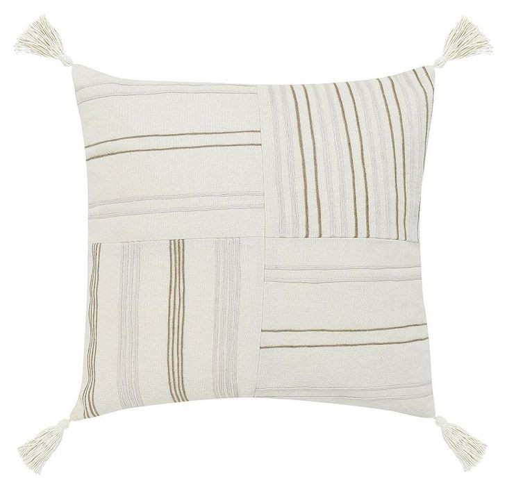 Stillness Apana Ivory and Natural Square Accent Pillow
