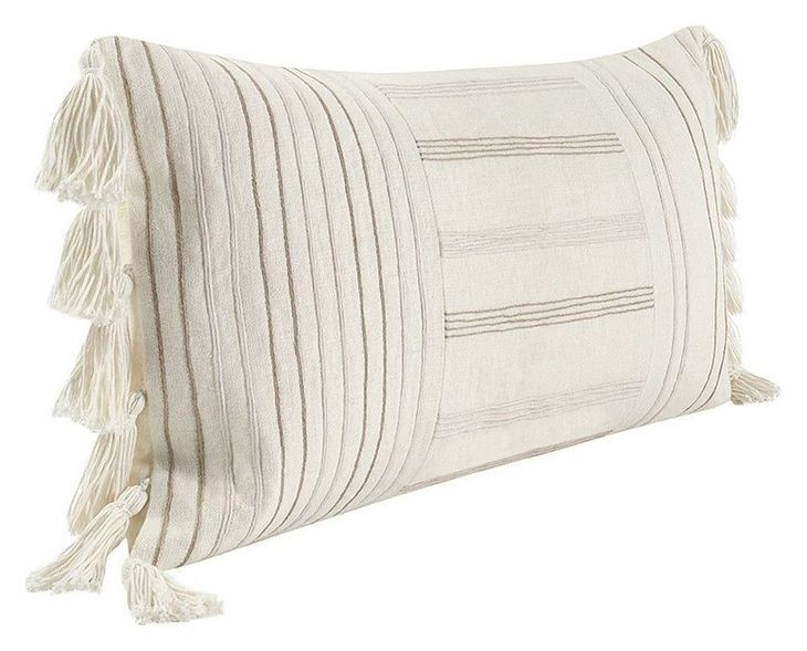 Stillness Apana Ivory and Natural Rectangular Accent Pillow
