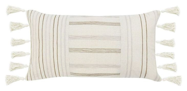 Stillness Apana Ivory and Natural Rectangular Accent Pillow