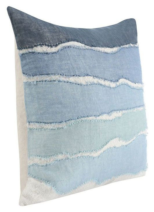 Stillness Bikram Capri Blue and Black Square Accent Pillow