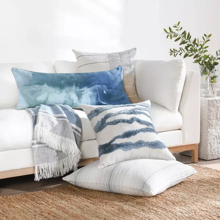Stillness Theta Capri Blue Square Accent Pillow Set of 2
