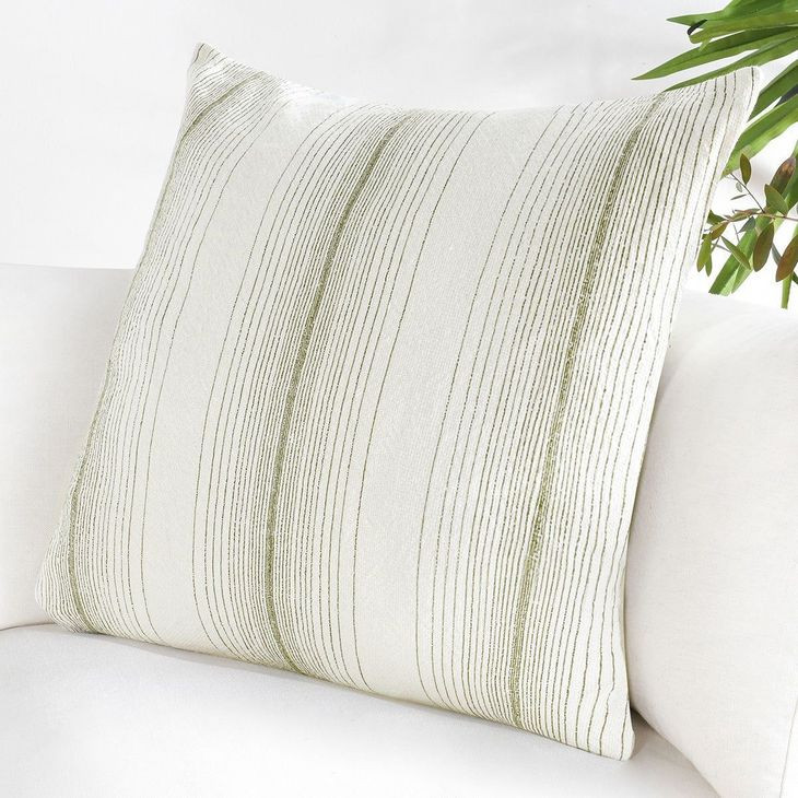 Stillness Theta Wheat Green and Cream Square Accent Pillow