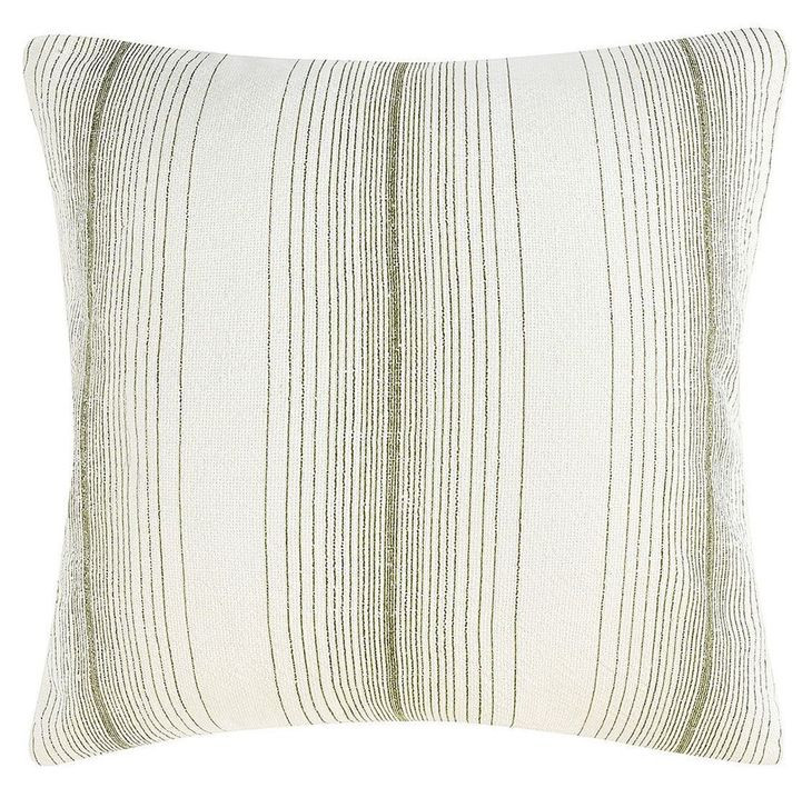 Stillness Theta Wheat Green and Cream Square Accent Pillow
