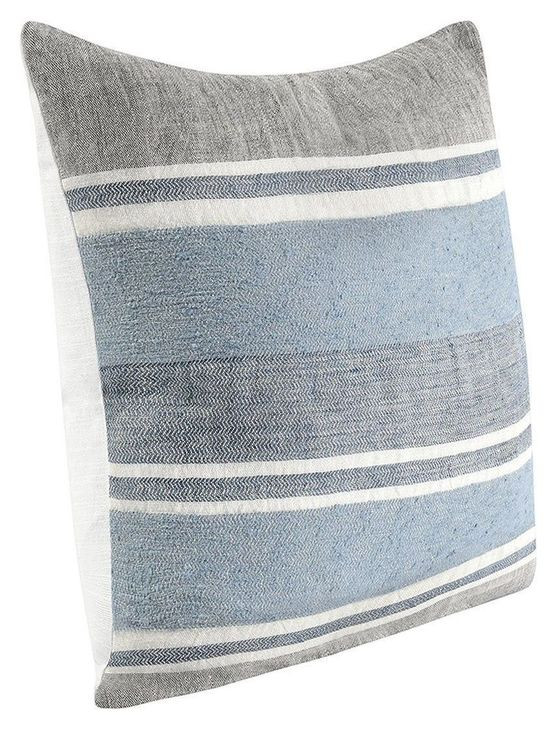 Stillness Lima Capri Blue and Dark Gray Square Accent Pillow