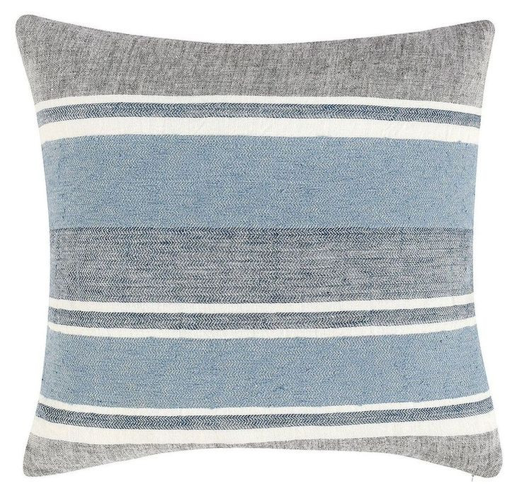 Stillness Lima Capri Blue and Dark Gray Square Accent Pillow