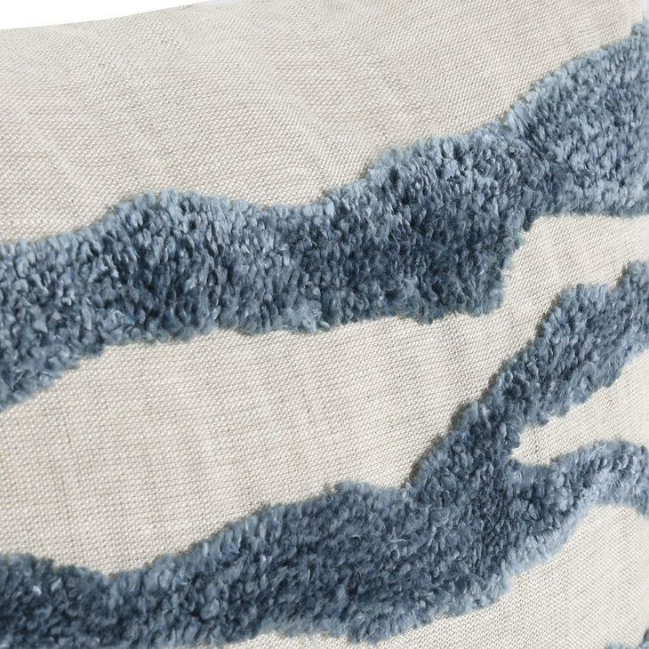 Stillness Passage Capri Blue and Cream Square Accent Pillow