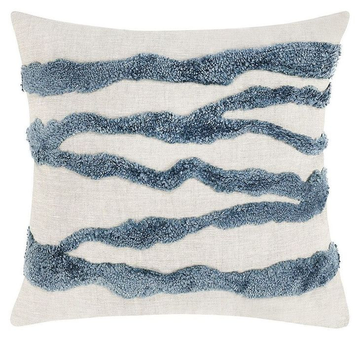 Stillness Passage Capri Blue and Cream Square Accent Pillow