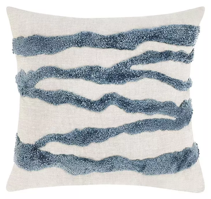 Stillness Passage Capri Blue and Cream Square Accent Pillow Set of 2