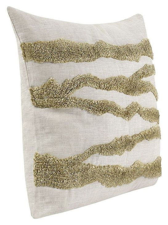 Stillness Passage Wheat Green and Beige Square Accent Pillow