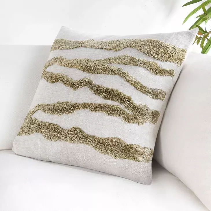 Stillness Passage Wheat Green and Beige Square Accent Pillow Set of 2
