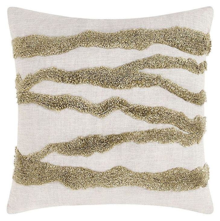 Stillness Passage Wheat Green and Beige Square Accent Pillow