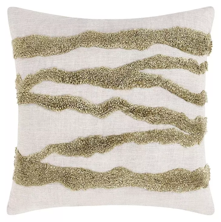 Stillness Passage Wheat Green and Beige Square Accent Pillow Set of 2