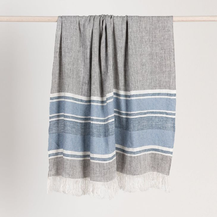 Throws Lima Capri Blue and Dark Gray Throw