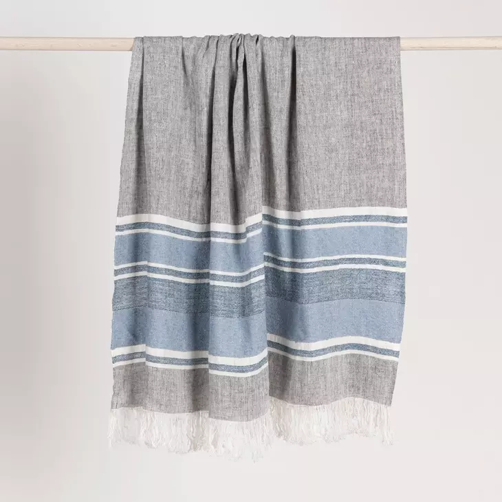 Throws Lima Capri Blue and Dark Gray Throw