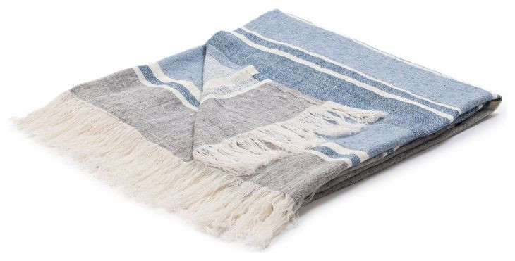 Throws Lima Capri Blue and Dark Gray Throw