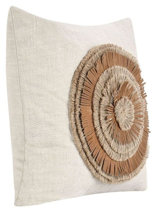 Timeless Pueblo Leather Chestnut and Natural Square Accent Pillow