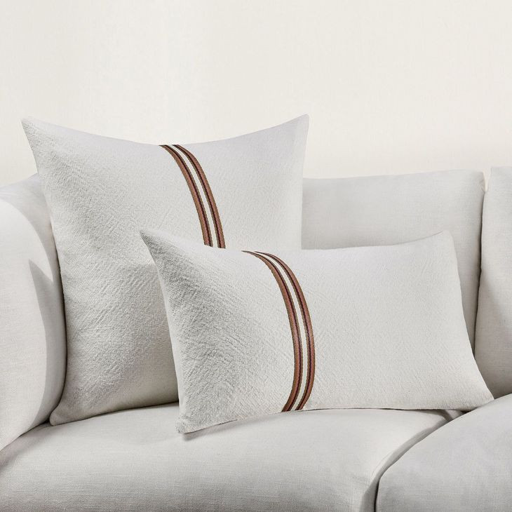 Timeless Ralph Ivory and Sangria Red Square Accent Pillow