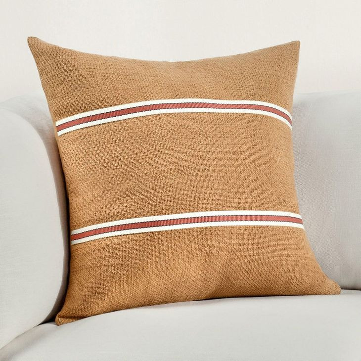 Timeless Pryce Chestnut Brown and Terracotta Square Accent Pillow