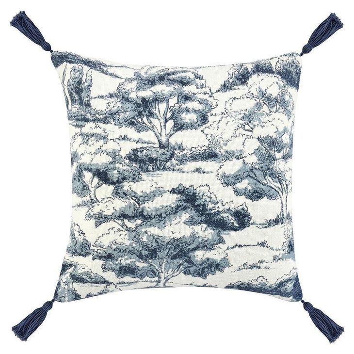 Villa Classics Stonework Denim Blue Square Accent Pillow