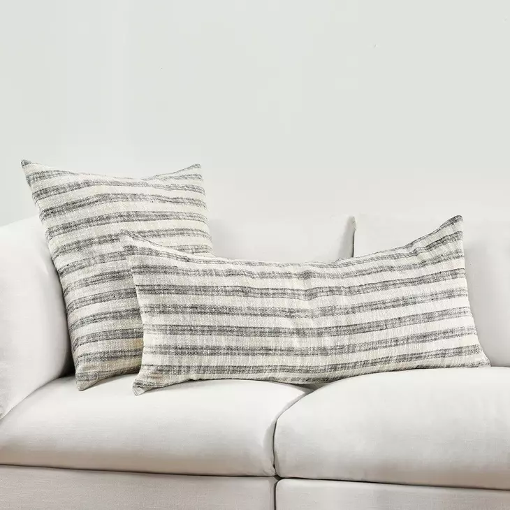Villa Classics Linna Natural and Black Square Accent Pillow Set of 2