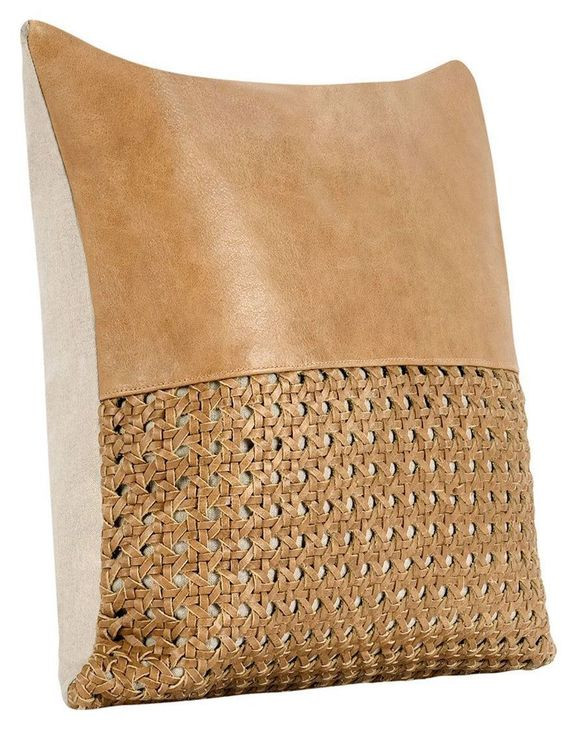 Timeless Toscano Leather Chestnut Brown Square Accent Pillow