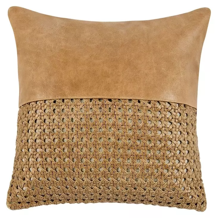 Timeless Toscano Leather Chestnut Brown Square Accent Pillow Set of 2