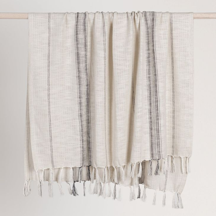 Throws Ria Ivory and Gray Throw