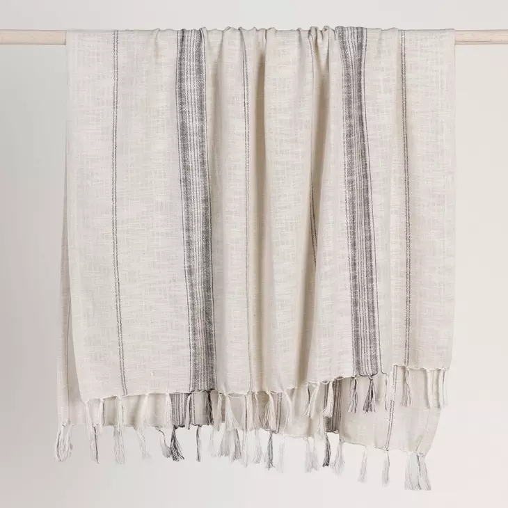 Throws Ria Ivory and Gray Throw