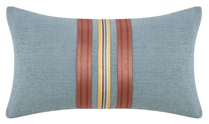 Boardwalk Breton Blue and Brown Rectangular Accent Pillow